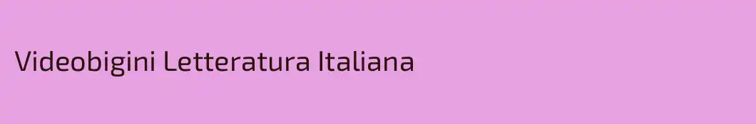 Videobigini Letteratura Italiana